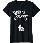 Womens Pregnant Easter Pregnancy Announcement Mama Bunny Baby Bunny T-Shirt