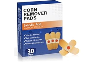 QIYANA Corn Remover Pads for Toes & Feet with 40% Salicylic Acid, Maximum Strength Medicated Patches for Callus Removal Treatment, 30 Count