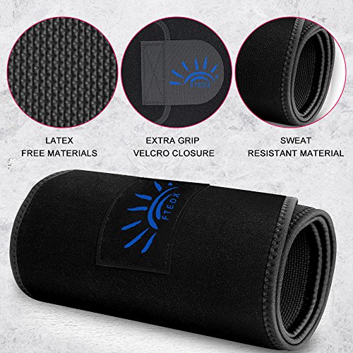 FTEOX Waist Trimmer,Waist Trainer Waist Trimmer Belt Weight Loss Wrap Fat Stomach Burner Ab Belt Belly sweat belt Body Shaper Back Lumbar Support with Sauna Suit for Women&Men (Black, Large)
