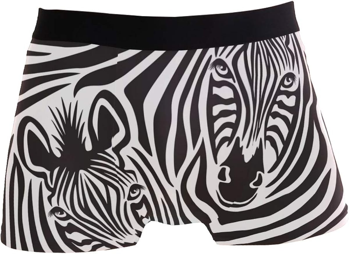 Boxer Briefs Men's Underwear, Animal Print Zebra Couple Trunks for Men