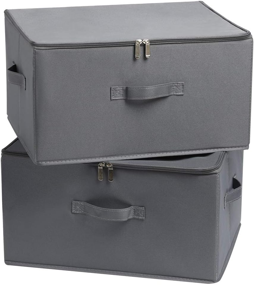 YueYue Large Fabric Storage Boxes with Zipper/Lids, 2 Pack