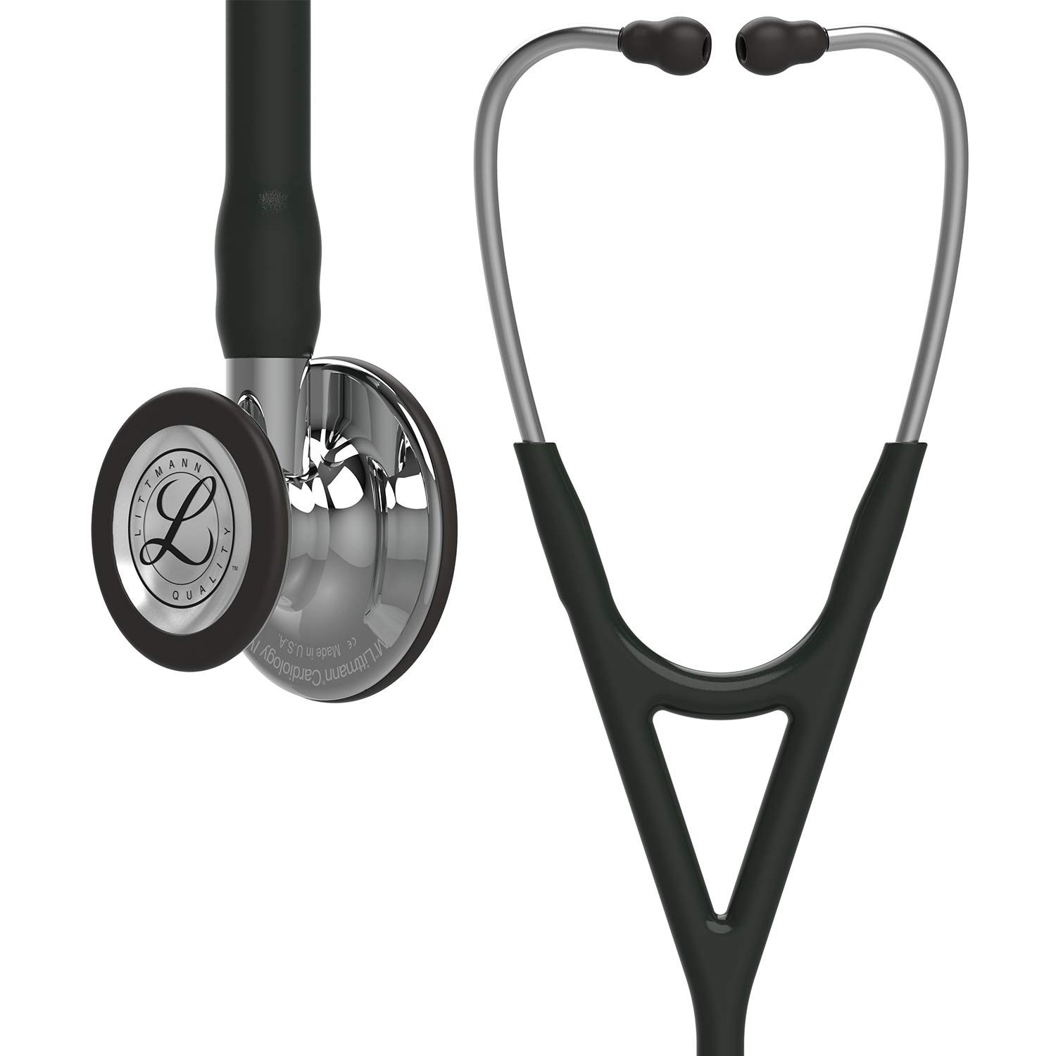 3M Littmann Cardiology IV Diagnostic Stethoscope, Mirror-Finish Chestpiece and Stem, Black Tube, Stainless Headset, 27 inch, 6177 โ image 1