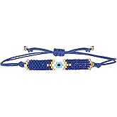 NAZ COLLECTION Evil Eye Bracelets, Beaded Bracelets for Women, String Evil Eye Jewelry, Evil Eye Charm, Adjustable Protection Bracelet, Luck Amulet for Women, Men, Family & Friends, Gifts For Women