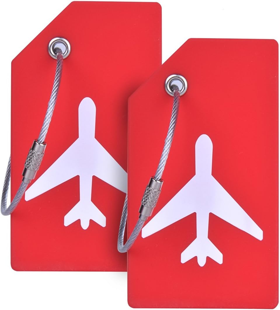  | Silicone Luggage Tag With Name ID Card Perfect to Quickly Spot Luggage Suitcase (Plane 2Pcs Orange) | Luggage Tags