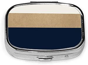 Pastillero cuadrado azul marino y oro sintético con impresión de metal