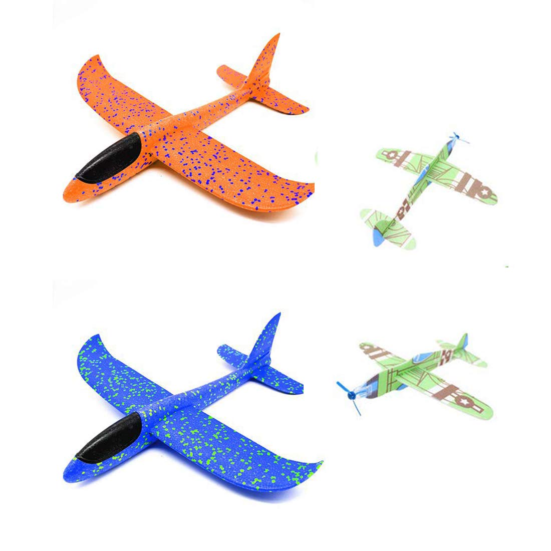 Areoplane Gliders, Big Orange Foam Plane Glider Blue Foam Airplanes Small Random Color Toy Foam Plane Light Detachable Toy Gliders for Kids Boys Girls 2 pcs