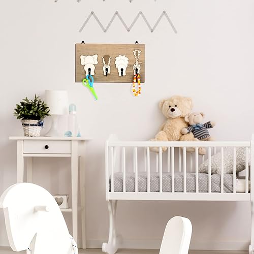 Yookeer Safari Animal Wall Hooks Kids Coat Hooks Wooden Safari Jungle Baby  Nursery Wall Decor Decorative Eleph