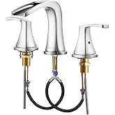 PARLOS 2-Handle Widespread Waterfall Roman Bathtub Faucet Tub Filler with Valve, Brushed Nickel, 1434202