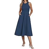 Naggoo Women's Sleeveless Dress Summer Casual Flowy Sundress Knit Tank Top Racerback Midi Dresses Pockets