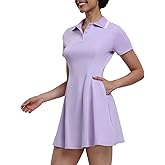 GGOV Womens Tennis Dresses Golf Dress Short Sleeve with Shorts Workout Athletic Dress