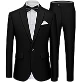 WEEN CHARM Men's Suits Slim Fit 2 Piece One Button Blazer Jacket Wedding Prom Tuxedo Pants Set