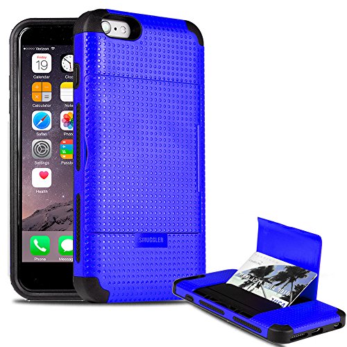 iPhone 6s Plus Case, Smuggler Pocket Stash Case BLUE for iPhone 6s Plus and iPhone 6 Plus with Dual Layer and TPU Shock Absorb Designed Cushion and Wallet Stand with Pocket