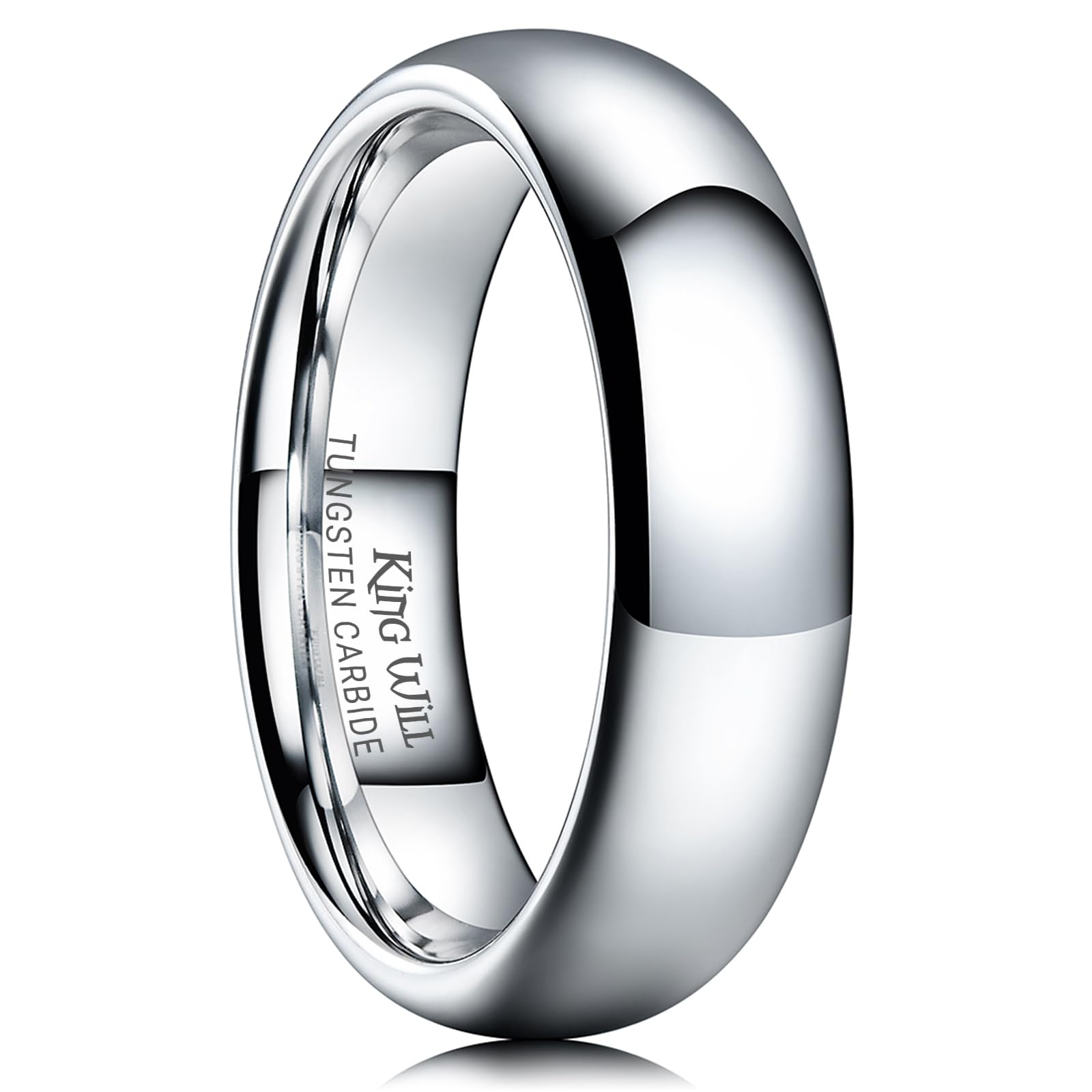King Will Basic 2mm 4mm 6mm 7mm 8mm Tungsten Wedding Band Ring for Men Women Silver/Gunmetal/Black Domed High Polish Tungsten Carbide Ring Comfort Fit 4-15
