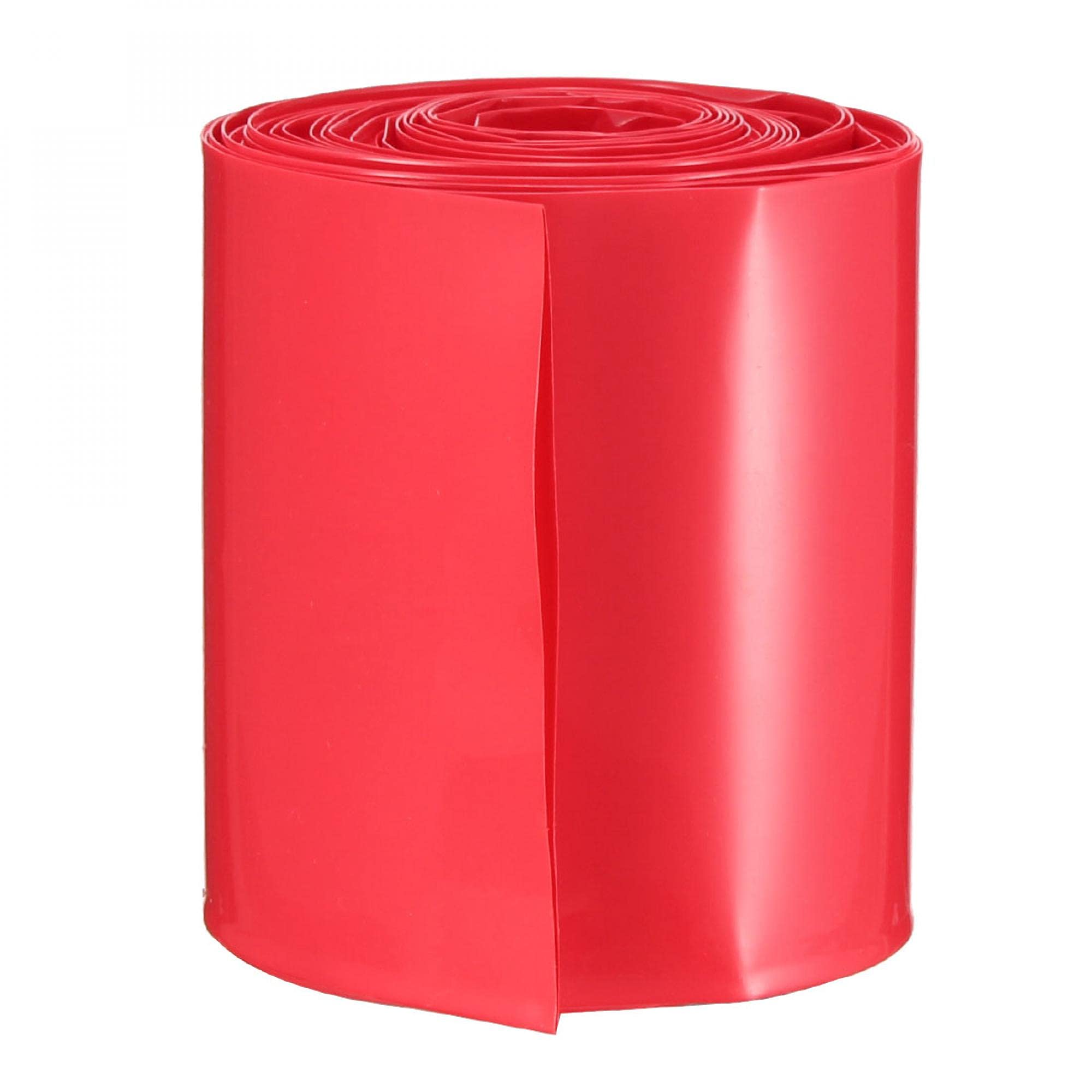 sourcing map Battery Wrap PVC Heat Shrink Tubing 70mm Flat Width for Power Supplies 5 Meter Length Red