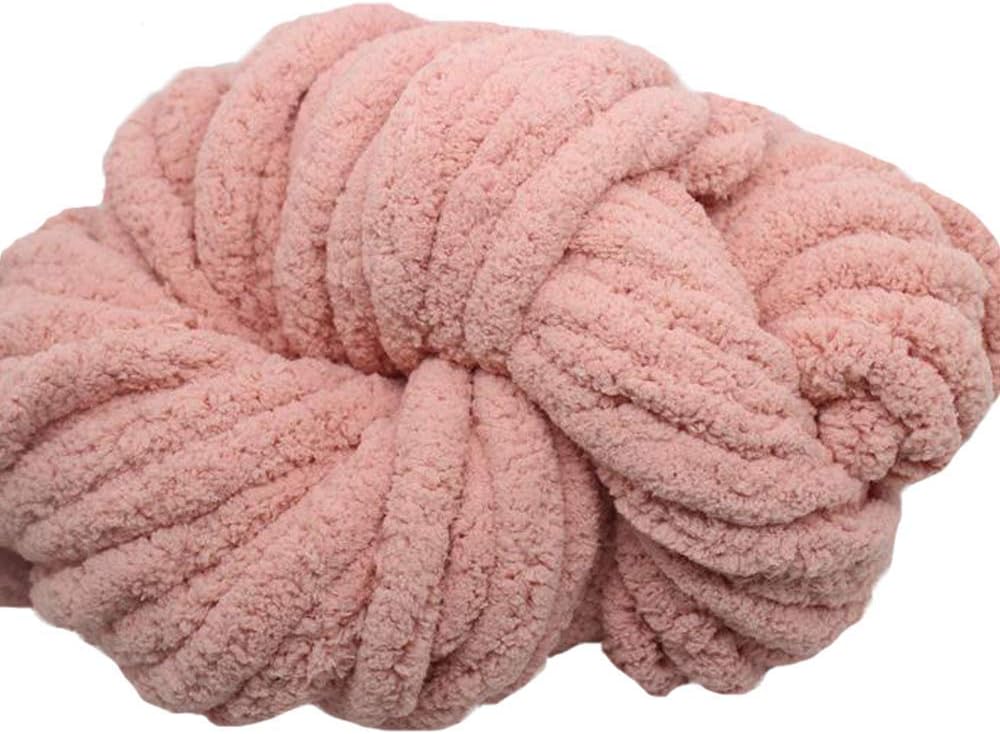 Blush Pink Jumbo Chenille Yarn, Chunky Chenille Yarn, Arm