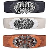 Swtddy 3 Pack Womens Vintage Wide Elastic Stretch Waist Belt For Dresses