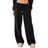 LOMON Women's Sweatpants Wide Leg Fleece Lined Sweat Pants Spring Winter Clothes 2026 Baggy Drawstring Joggers with Pockets