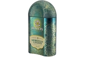 Hyleys Loose Leaf Green Tea with Mint Rose and Blue Corn Flowers in Tin 3.52 Ounce (100g) - Traveller's Collection - Moroccan Legend