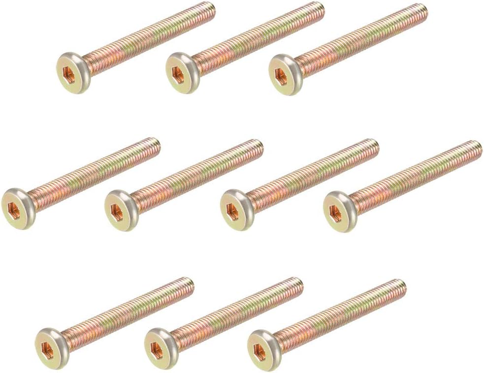 sourcing map M6x50mm Furniture Screw Hex Socket Machine Screws Zinc Plated Fasteners Bolts Full Thread Carbon Steel 10Pcs
