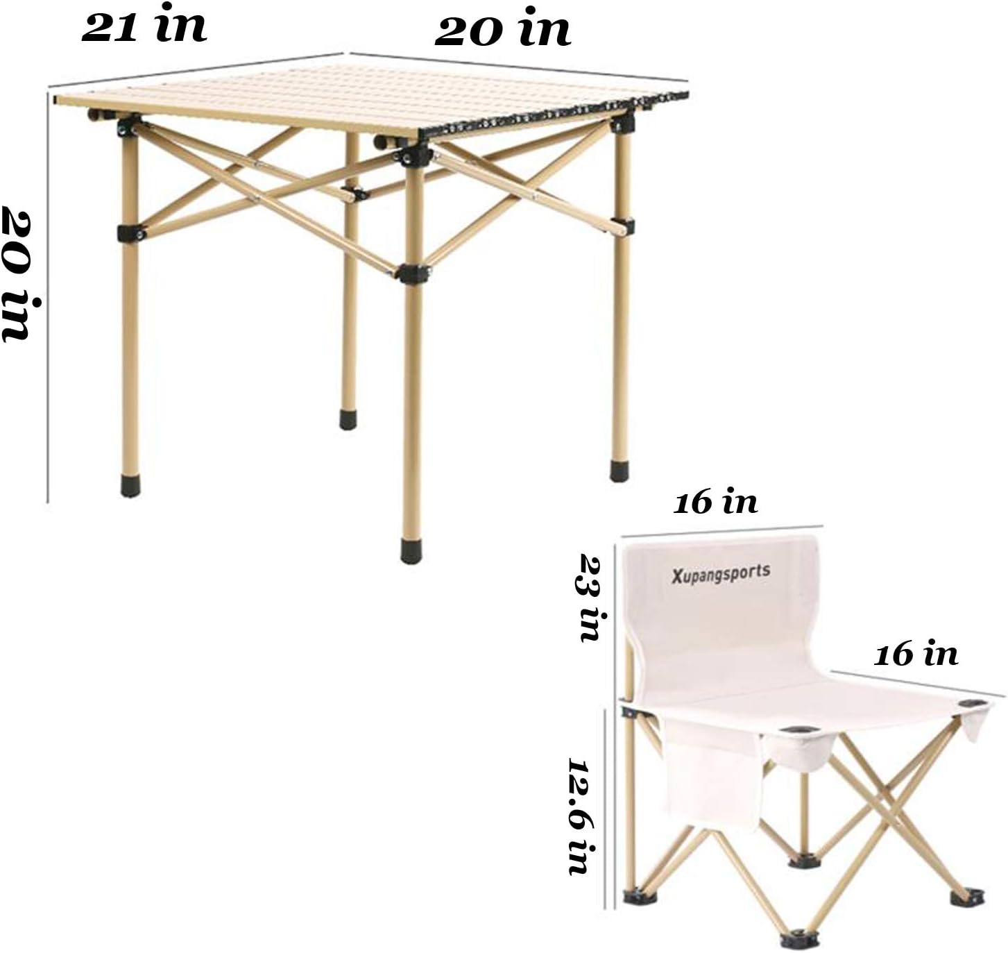 Folding Camping Table with Chairs - Portable Picnic Table Seats Roll Up Table with Carrying Bag for Indoor Outdoor, Travel, Beaches, Party, BBQ, Backyard: Kitchen & Dining