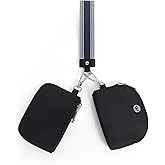 WESTBRONCO Mini Keychain Wristlet Wallets for Women Portable Dual Pouch Wristlet Detachable Quilted Nylon Coin Purse Pocket for Travel Sports Outdoors