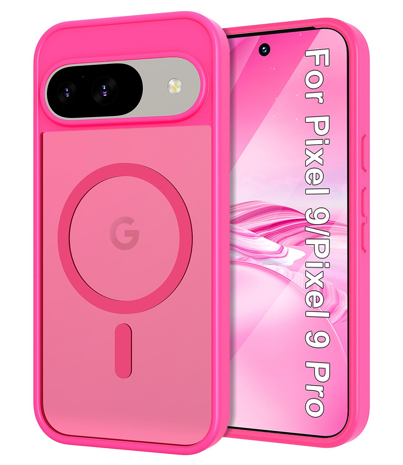 Shecaset for Pixel 9 Case & Pixel 9 Pro Case (2024), [Compatible with MagSafe] Magnetic Translucent Matte Slim Shockproof Women Girl for Google Pixel 9/9 Pro 6.3 inch, Hot Pink