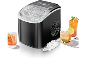 Erivess Ice Makers Countertop, Portable Ice Machine Maker Self-Cleaning, 26Lbs/24H, 9 Bullet Cubes Ready in 6 Mins, Scoop and Basket, for Home/Office/Kitchen