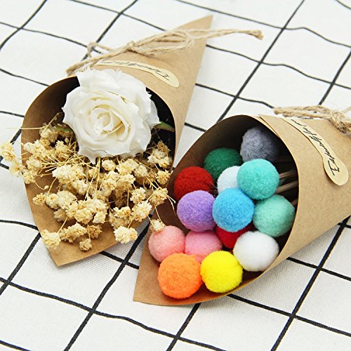 50 Pcs Wedding Confetti Cones, Retro Kraft Paper Cones Bouquet Candy