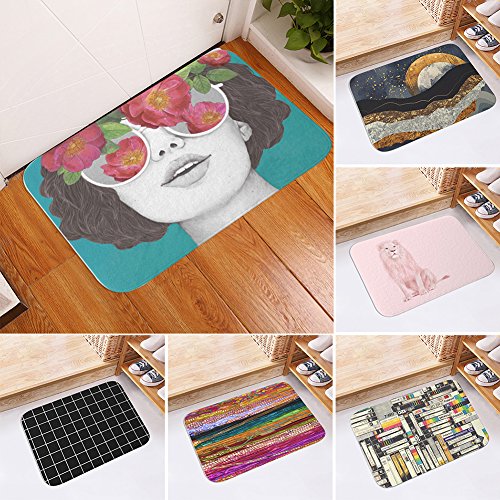 yanQxIzbiu Super Soft Indoor Rugs Living Room Carpets Moon Lion Grid Pattern Bathroom Kitchen Door Anti-Slip Floor Mat Rugs Carpet Pad - 2# - Thumbnail 2