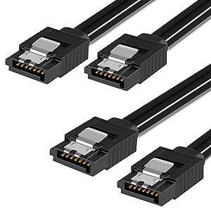 WDS SATA Cable III, 2 Pack SATA Cable III 6Gbps Straight HDD SDD Data Cable with Locking Latch 18 Inch Compatible for SATA HDD, SSD, CD Driver, CD Writer - Black