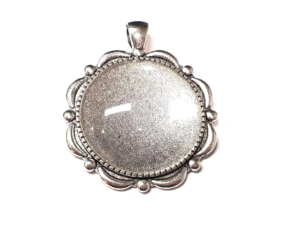 8 Pieces 4 Pieces Setting Jewellery Charm Empty Bezel Lockets Metal Pendant 30 mm Round 4 Pieces Clear Glass Cabochon Frame, 41mm x 36mm und 30mm Cabachon, Brass, None