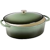 Best Choice Products Oval 7.5 Quart Enamel Cast-Iron Dutch Oven, Heavy-Duty Pre-Seasoned for Baking, Cooking w/Side Handles –