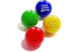 ALMAH Motivational Stress Balls for Kids and Adults (4 Pack), Stress Relief Balls, Hand Exercise Therapy Balls for Anxiety, Fidget, Tension, Manage Anger and Stress