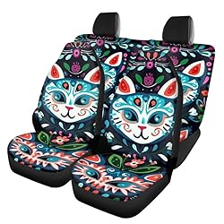 Semiouray Colorful Cat Print Car Seat Covers