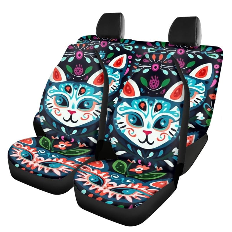 Semiouray Colorful Cat Print Car Seat Covers