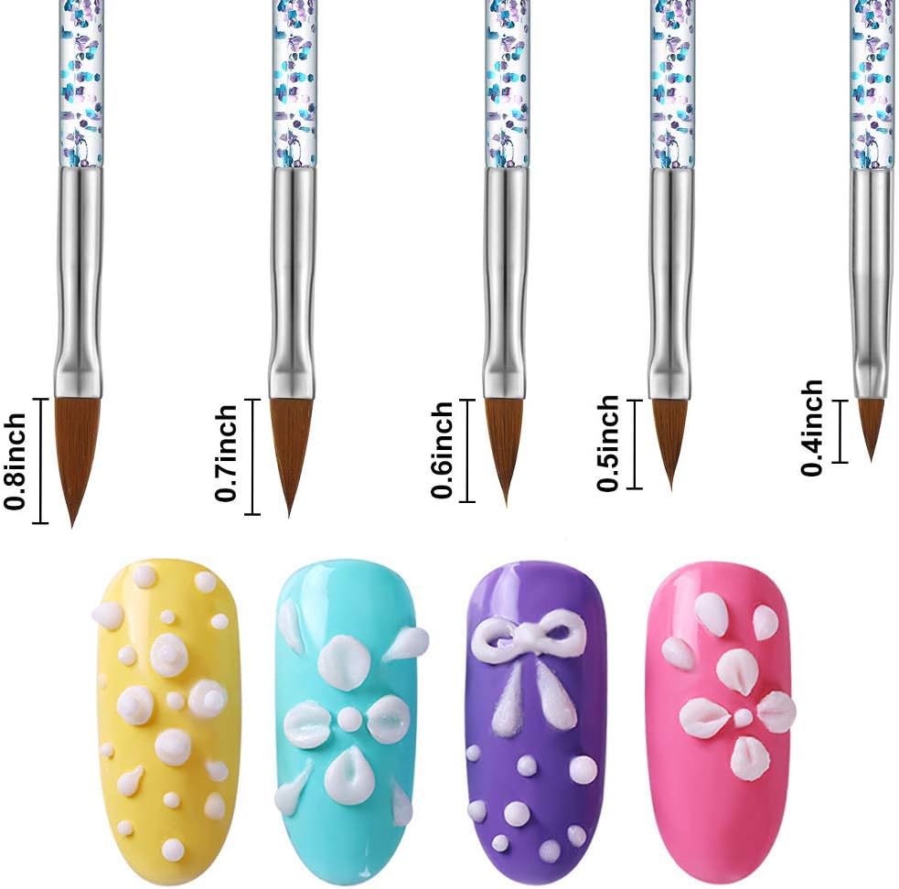 9 Pieces 3D Nail Brush Set, Kalolary Nail Liner Gradient Brush Nail Design Brush Rhinestone