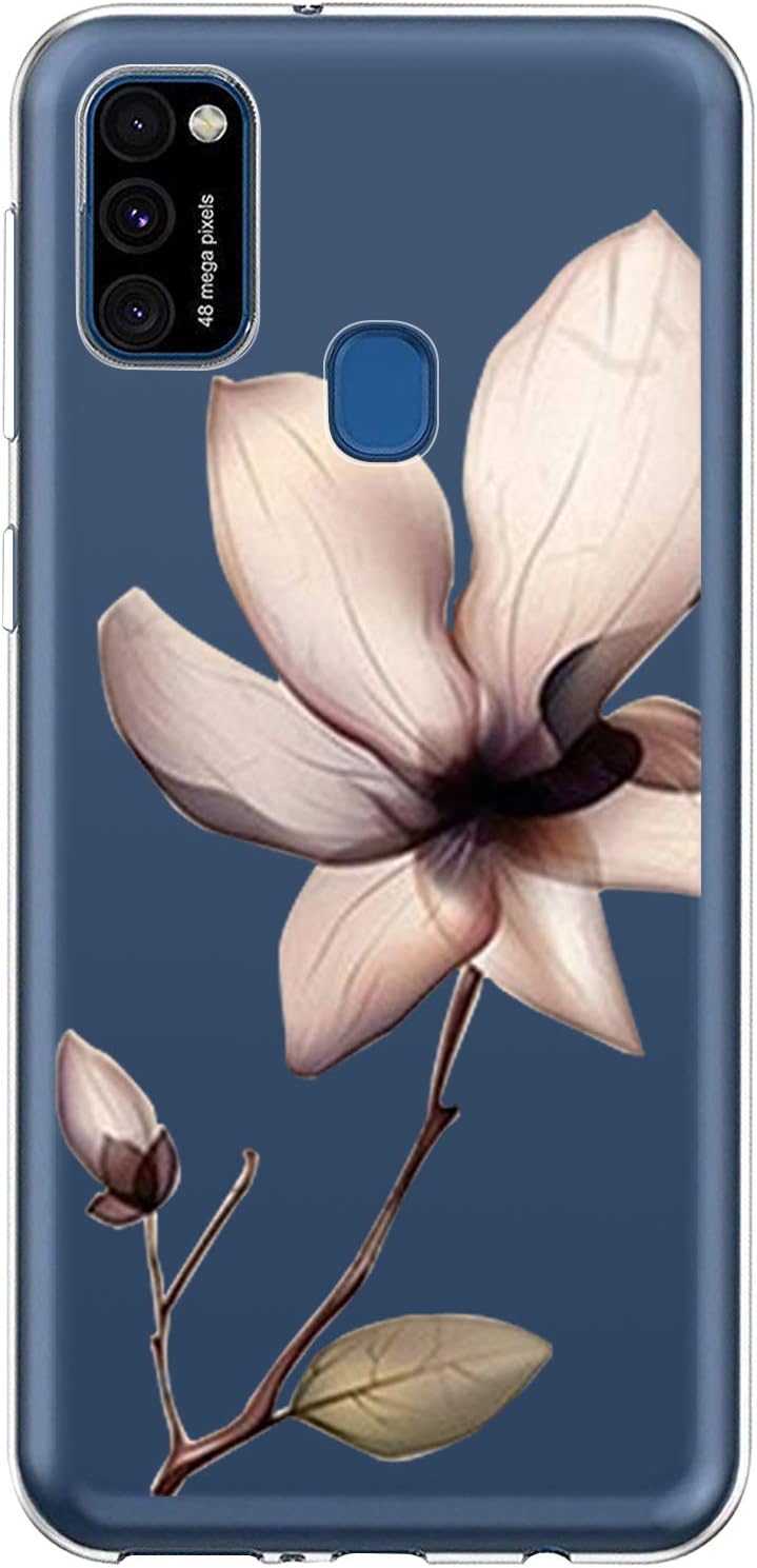 Case for Samsung Galaxy M31 Slim Thin Cactus Palm Leaves Purple Marble Design Flexible TPU Cover Glitter Soft TPU Rubber Full Body Protective Clear Bumper Silicone Shell for Samsung Galaxy M31