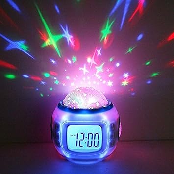 Premium Wecker & Sternenhimmelprojektor LED (digital) 10 Melodien - Uhr Nachtlicht Einschlafhilfe für Baby & Kinder - Dekolam