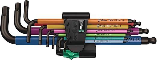 Wera - Long Arm Hex Key Set - Multi Color - 05073593001-9 pcs Set - Metric -