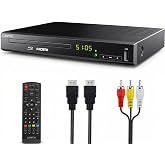 LONPOO LP-100 Blu-Ray Disc Player for TV 1080P DVD CD HDMI USB Upscaling | Includes HDMI &amp; AV Cables, Built-in PAL NTSC, Coaxial Output, USB Input