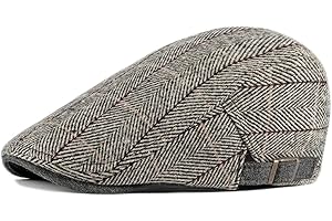 Qianuer Newsboy Hats for Men Flat Cap Adjustable Tweed Ivy Gatsby Cabbie Hat