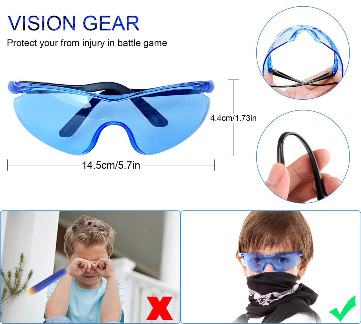 VDROL 38 Pcs Kids Tactical Vest Kit for Nerf Guns N 30 Bullets + 2 Quick Reload Clip + Protective Glasses + Face Tube Mask + Hand Wrist Bands + Darts Pouch