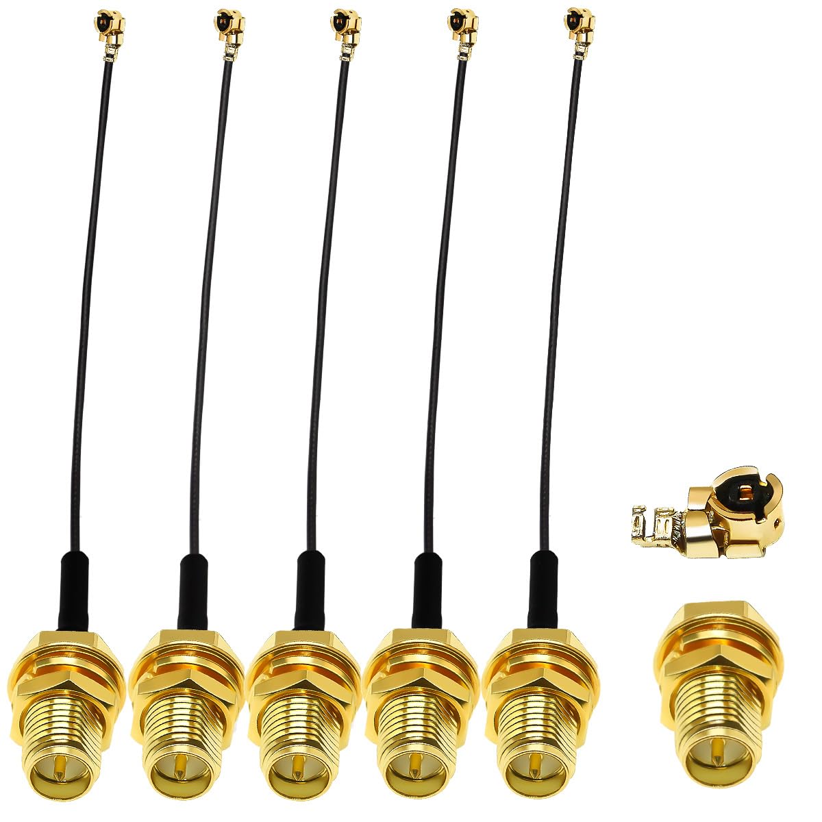 TUOLNK 5 Pack 6inch IPX to RP SMA Female WiFi Antenna Pigtail Cable 1.13mm IPX to RP-SMA Female Antenna Cable Wifi Antenna Extension Cable IPX/U.FL to RP-SMA Female Bulkhead 15cm Coaxial Cable