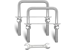 2 Sets Square U Bolts 3.5 inch Wide, Sunxer Tool Stainless Steel U Clamp with Nyloc Nuts Washers and Plates for Pipe Beam Trailer (M12 x 90mm x 130mm)