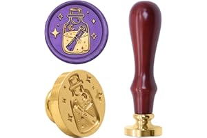 ZRCHLS Drift Bottle Wax Seal Stamp, 25mm Brass Wax Stamp Head with Wooden Handle, Vintage Sealing Wax Stamp Suitable for Making Wax Seals to Decorate Envelopes, Letters, Invitations, Cards, Gift Wrap