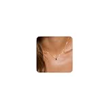 FUNEIA Diamond Necklaces for Women 14K Gold Plated Emerald Birthstone Necklace for Women Mothers Dainty Gold Necklace Blue Green Cubic Zirconia Pendant Necklace Birthday Gifts Jewelry