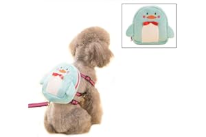 Stock Show Pet Cartoon Backpack Harness with Leash, Puppy Cute Animal Back Pack Saddle Bags with Lead for Dog Outdoor Training Walking, Blue