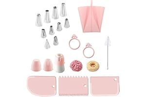 Joyeee Reusable Icing Piping Bags and Tips Set, 18 Pcs Cake Decorating Kit Converter Cake Cleaning Brush Scraper, Baking Fros