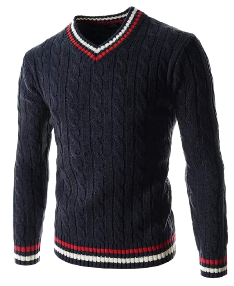 Belie Men's Knitwear Marled Cable Pullover Knit VNeck Jackets Long