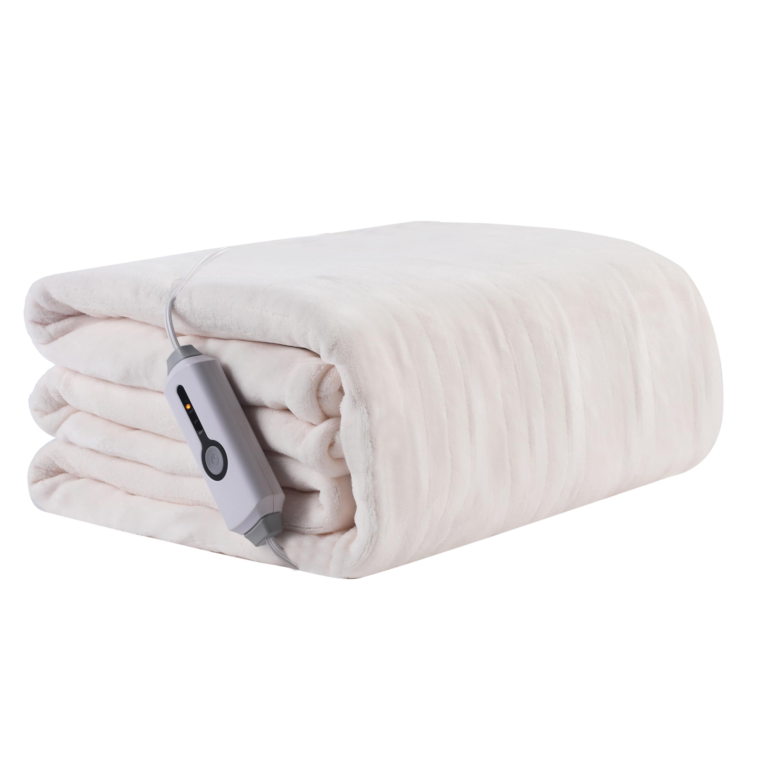 Photo 1 of Electric Heated Blanket 50"x60" Throw Size, Soft Coral Fleece with 4 Heating Levels and 3 Hours Auto-Off, Machine Washable, Cozy Plush Fabric for Home, White